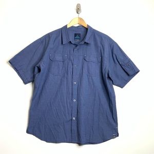 PRANA Men’s Size Extra Large. Blue Causal Button Down Short Sleeve Short.